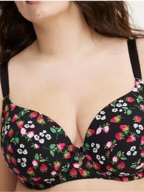 torrid Black Strawberry Print T-Shirt Bra